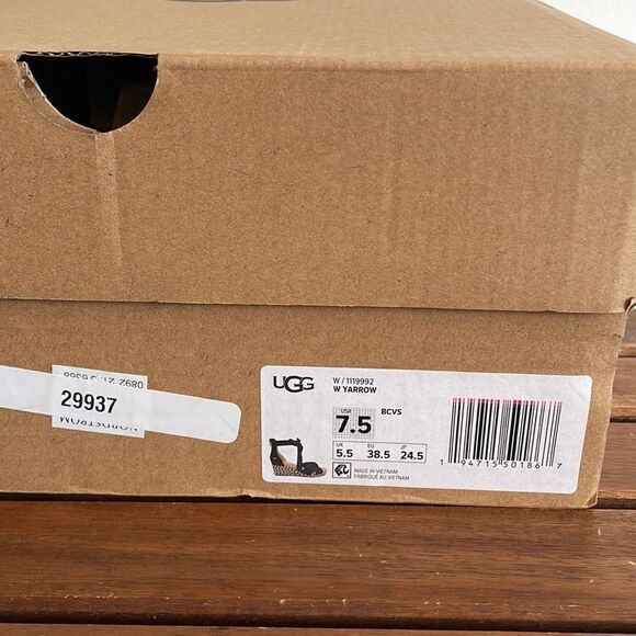 UGG Yarrow Espadrille Wedge Sandals Black Women Size 7.5/UK 5.5/EU 38.5 - Picture 12 of 13